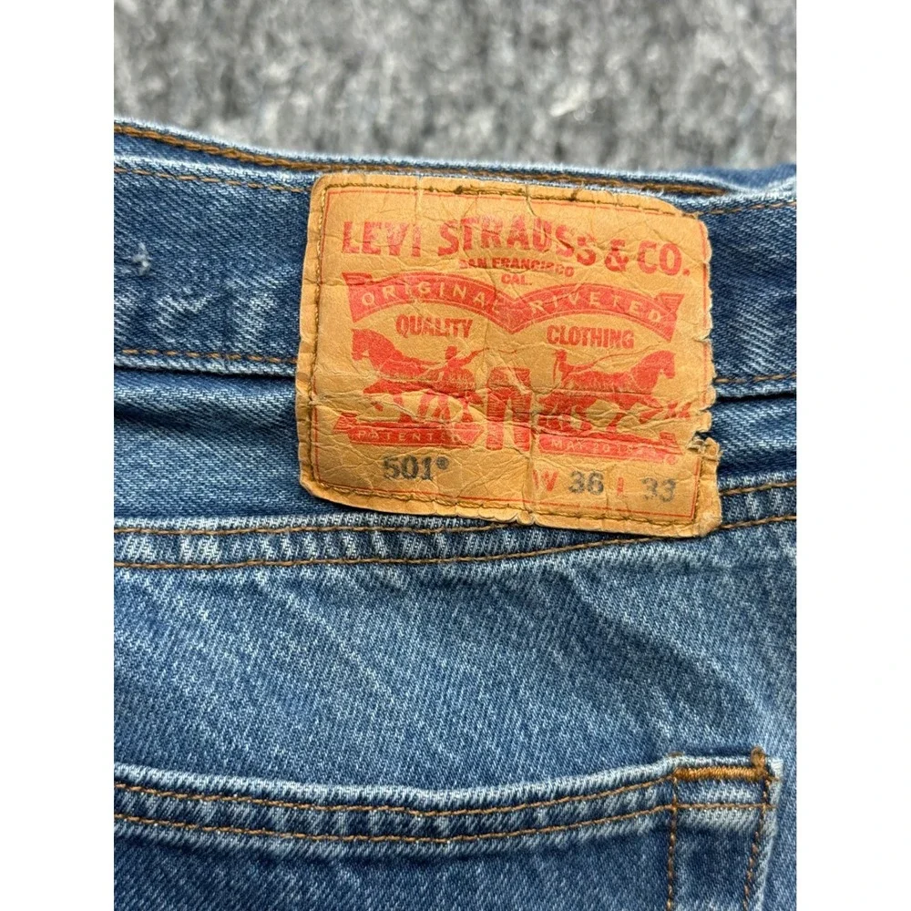 Levis 501 Original Fit Mens Jeans W36 L33 Blue‎ Denim Button Fly Straight Leg
